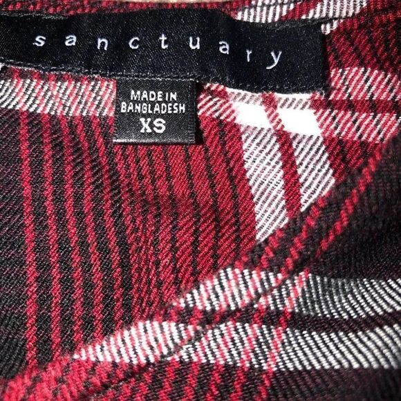 Anthro Sanctuary Zinfandel Red Plaid Ruffle Blouse - Picture 5 of 8